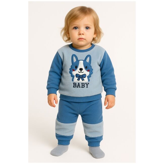 Set bluzita si pantaloni gules - vulpe - albastru bbl68