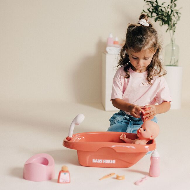 Set de baie pentru papusa Smoby Baby Nurse Bath cu 8 accesorii HUBS7600220383