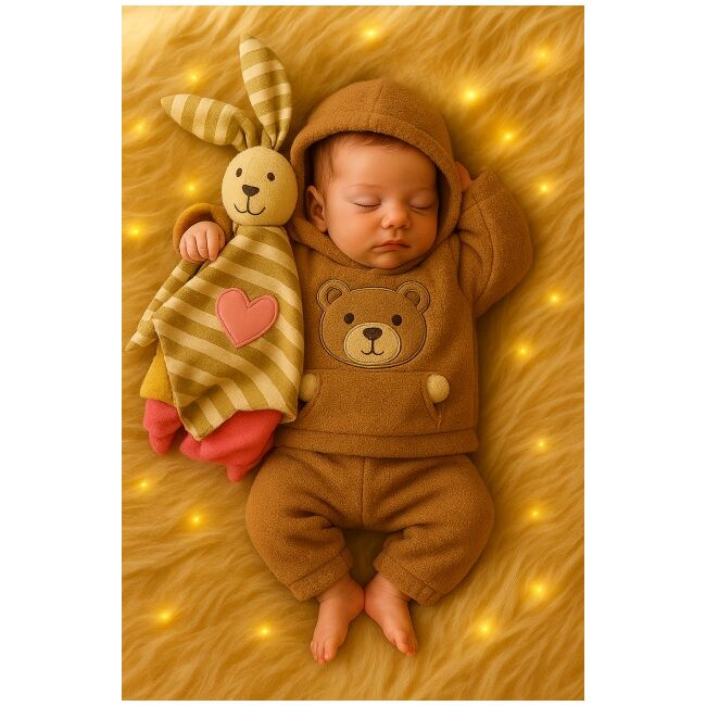 Set pufos hanorac si pantaloni welsoft - brown bbl64