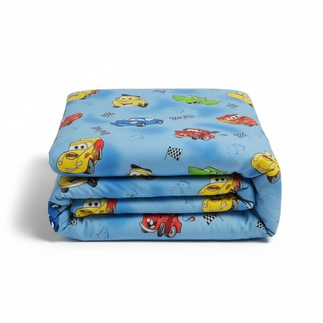 Set pilota si perna din bumbac neted Cars Blue pentru pat 2-8 / 2-12 ani -ASC6427968007461