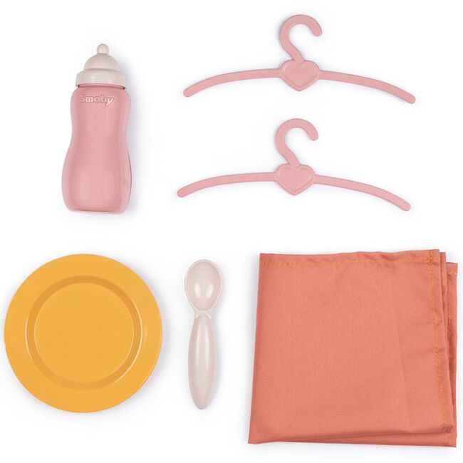 Valiza multifunctionala pentru papusi Smoby Baby Nurse Nursery Suitcase 3 in 1 cu 6 accesorii HUBS7600220392