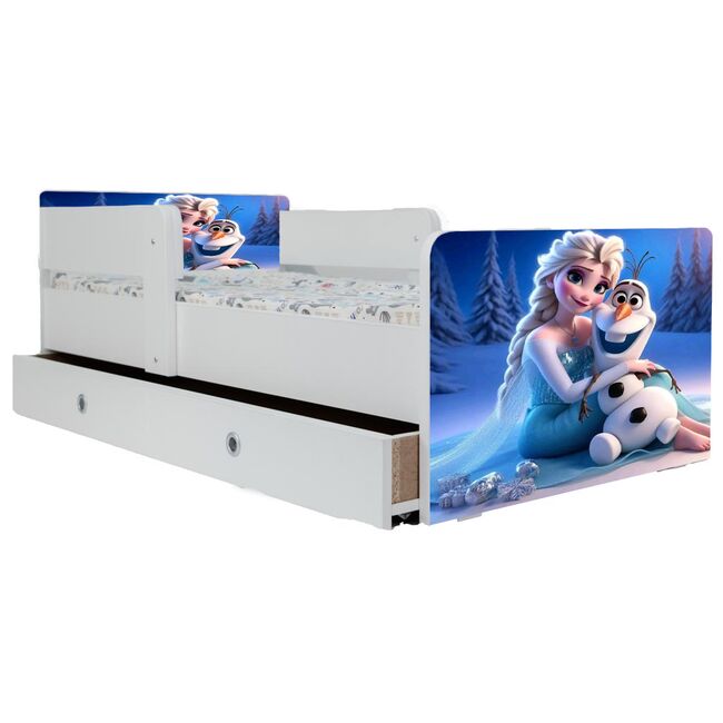 Pat Fetite 2-12 Ani Cu Elsa Si Olaf, Cu Dubla Protectie, Cu Sertar, Fara Saltea Ptv6750CSFS