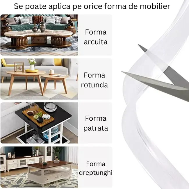 Banda protectie mobilier, transparenta, 90cm