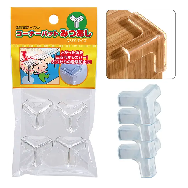 Protectie colturi mobila, trei laturi, transparent, 4 buc