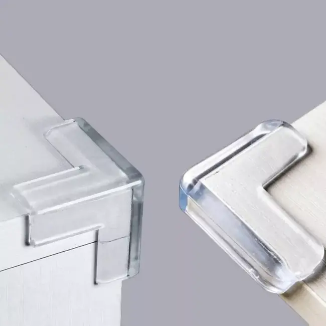 Protectie colturi mobila, trei laturi, transparent, 4 buc