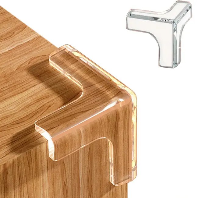 Protectie colturi mobila, trei laturi, transparent, 4 buc