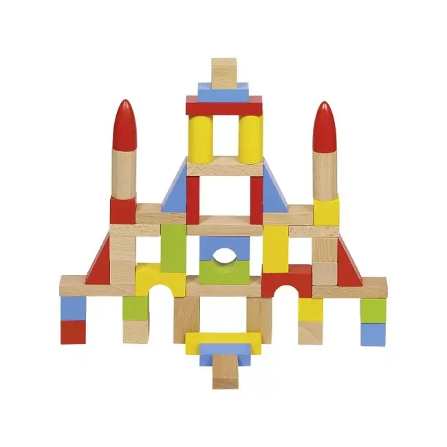 Cuburi construit, din lemn, pentru copii, 50 piese, goki