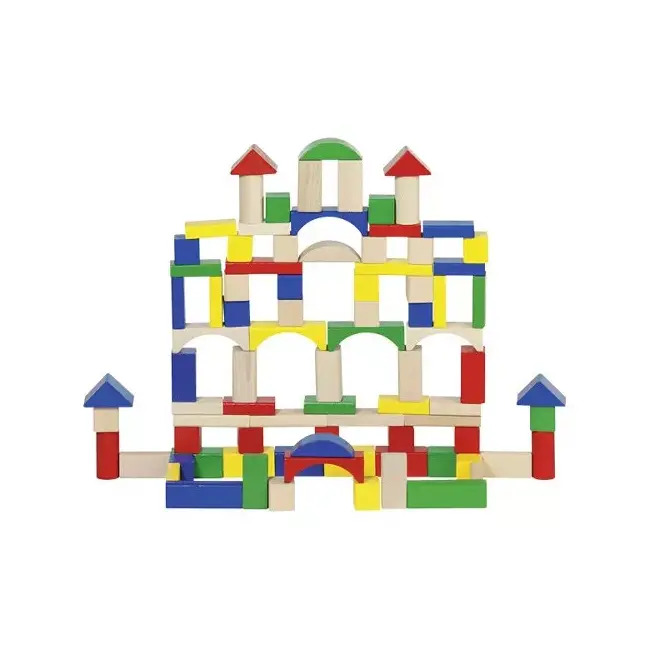 Cuburi pentru construit, din lemn, pentru copii, 100 buc, goki