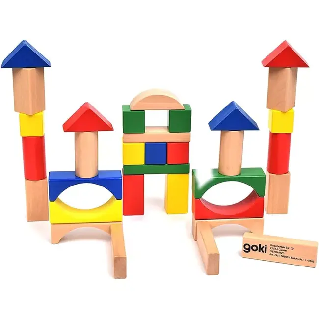 Cuburi pentru construit, din lemn, pentru copii, 100 buc, goki