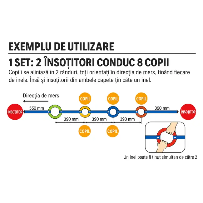 Inele de mers pentru copii, pentru orientare in grup, set 6 buc