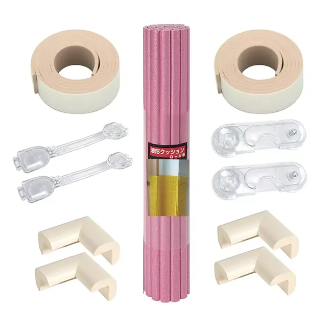 Pachet protectii pentru copii, 11 piese, crem roz