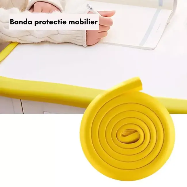 Banda protectie muchii si margini set 2 buc 40cm spuma galben pastel   carboysafety