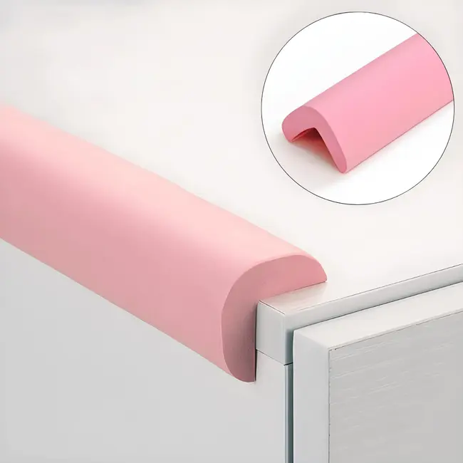 Banda protectie muchii si margini set 2 buc 40cm spuma roz pastel   carboysafety