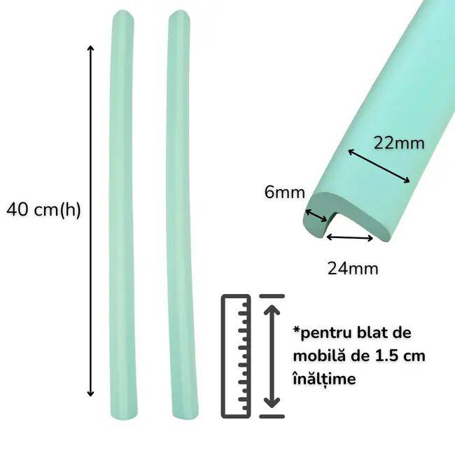 Banda protectie muchii si margini set 2 buc 40cm spuma verde pastel   carboysafety