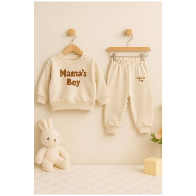 Costumas ivoire pentru baietei 2 piese - mama's boy trmb929