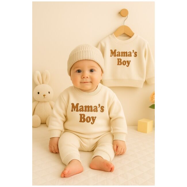 Costumas ivoire pentru baietei 2 piese - mama's boy trmb929