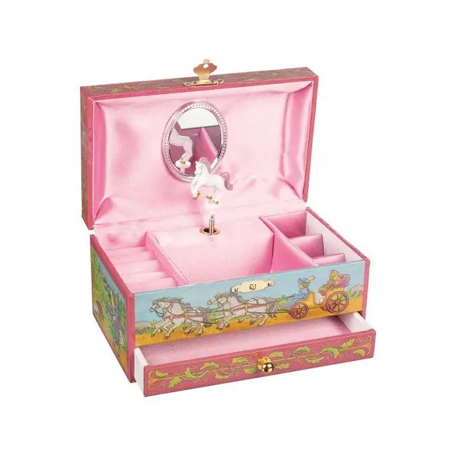 Cutie muzicala, cu unicorn, pentru fetite, 19.3 x 11 x 9.8 cm, de lemn, goki