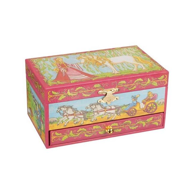 Cutie muzicala, cu unicorn, pentru fetite, 19.3 x 11 x 9.8 cm, de lemn, goki