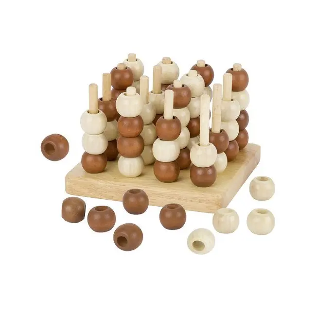 Joc de logica pentru copii, 4 pe un rand, de lemn, 3d, goki