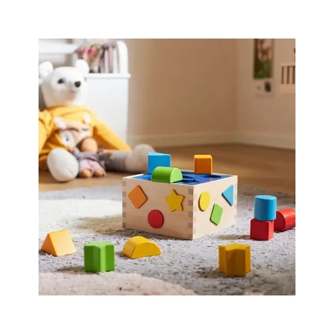 Joc de sortare forme geometrice, din lemn, pentru copii 1 an+, goki - jucarii educative