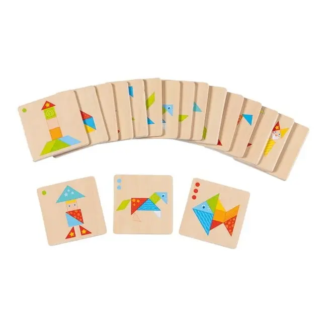 Joc tangram, pentru stimularea gandirii creative, din lemn, 3 ani+, goki