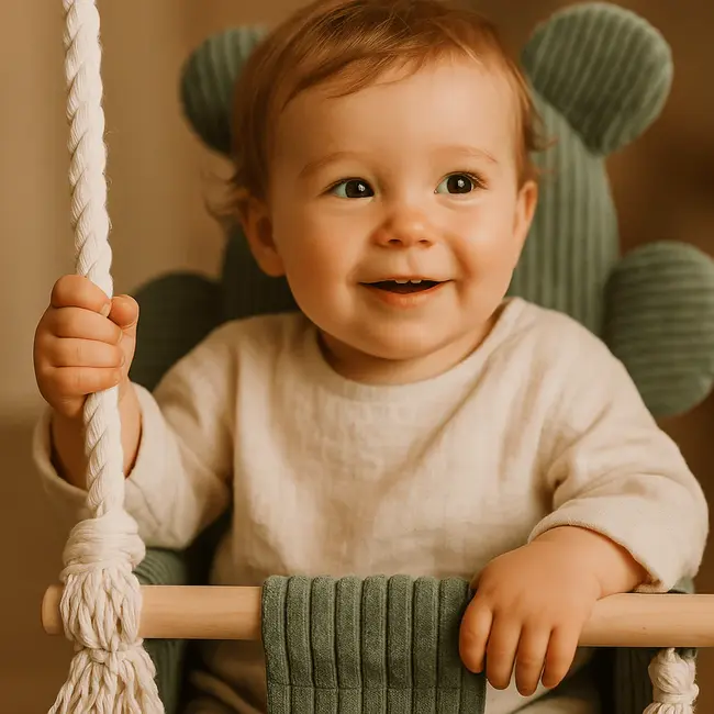 Leagan Pentru Copii Si Bebelusi, Centuri De Siguranta, Catifea Reiata, Perna Ursulet Aesthetic Ecri, Meowbaby Pjbahbsg01