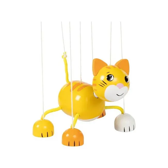 Marioneta pisica, de lemn, 11.5 cm, 3 ani+, goki - joc de rol