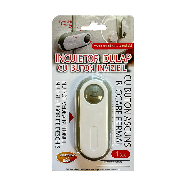 Opritor usi dulap, cu buton invizibil, 1 buc