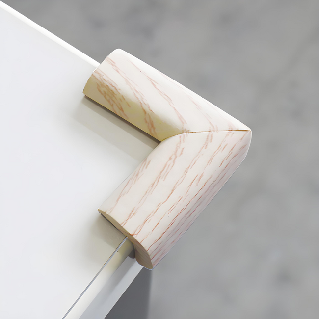 Protectie colturi mobila copii set 4buc spuma lemn alb   carboysafety