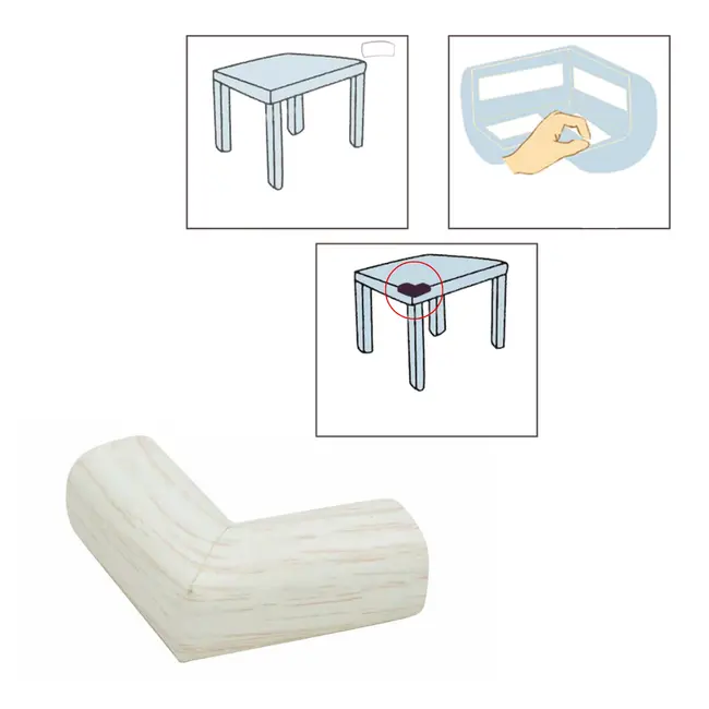 Protectie colturi mobila copii set 4buc spuma lemn alb   carboysafety