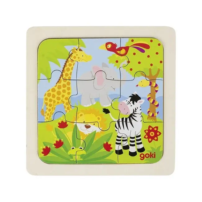 Puzzle de lemn, copii 2 ani+, set 4 buc, diverse modele ferma animale si viata din oceane, goki