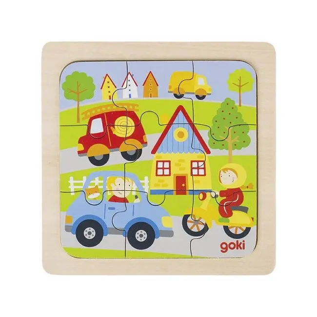 Puzzle de lemn, copii 2 ani+, set 4 buc, diverse modele ferma animale si viata din oceane, goki