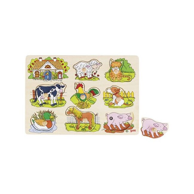 Puzzle incastru cu sunete animale de ferma copii 1 an+ goki   carboysafety