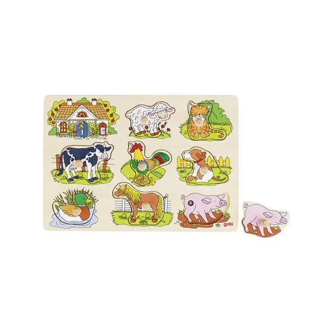 Puzzle incastru cu sunete animale de ferma copii 1 an+ goki   carboysafety