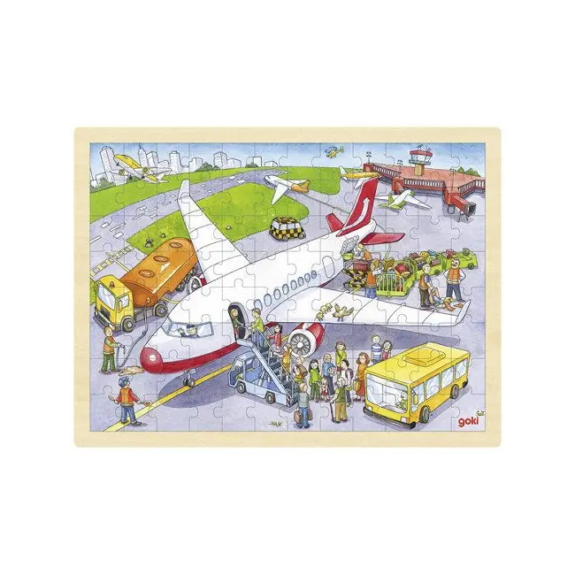 Puzzle lemn la aeroport 96 piese 3 ani+ goki   carboysafety