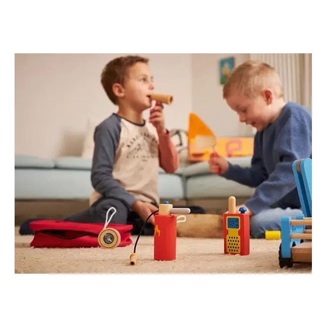 Set de joaca pompieri, geanta de urgenta cu accesorii de lemn, goki - joc de rol