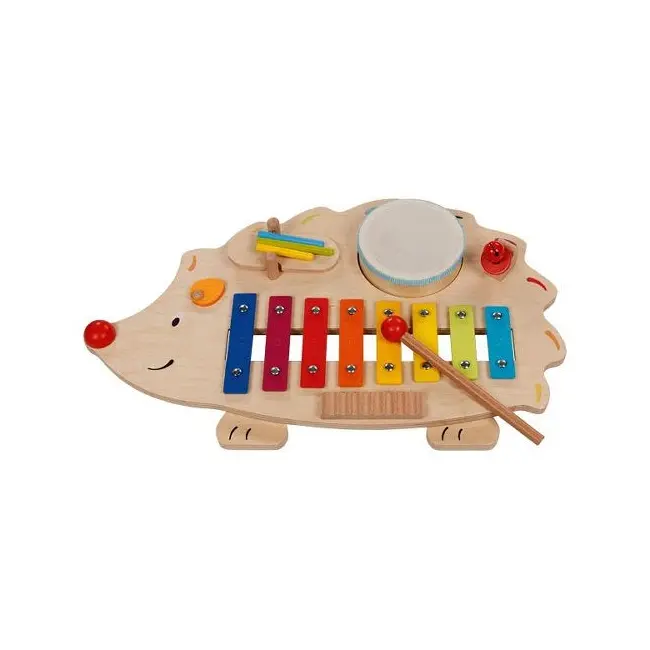 Xilofon jucarie, de lemn metal, in forma de arici, 45cm, 4 ani+, goki - jucarii muzicale