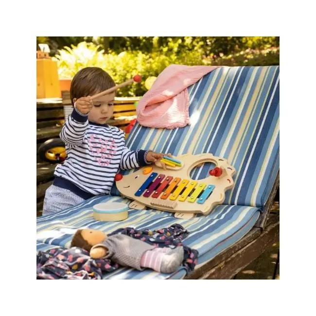 Xilofon jucarie, de lemn metal, in forma de arici, 45cm, 4 ani+, goki - jucarii muzicale
