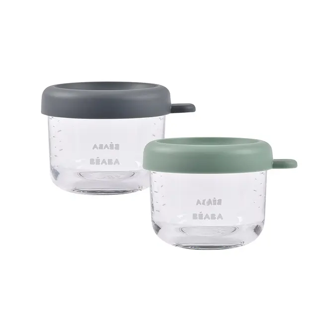 Set 2 recipiente ermetice sticla Beaba 150 ml Mineral Sage Green