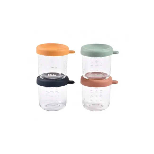 Set 4 recipiente sticla Beaba 250 ml Sunrise Colormix
