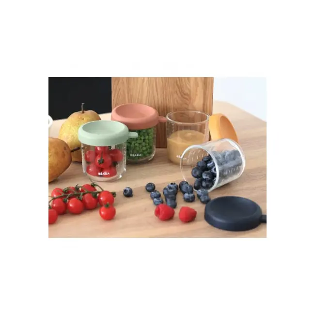 Set 4 recipiente sticla Beaba 250 ml Sunrise Colormix