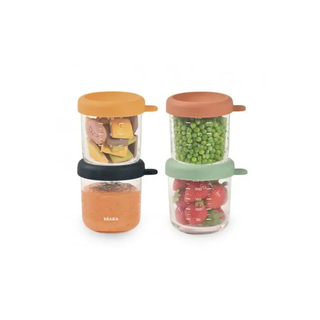 Set 4 recipiente sticla Beaba 250 ml Sunrise Colormix