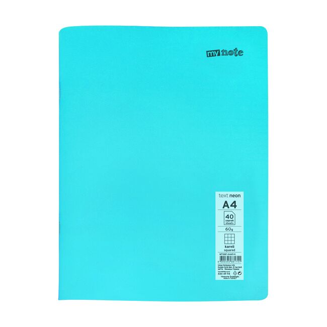 Caiet capsat Mynote, format A4, 40 file offset 60 g/mp, liniatura matematica, coperta PP neon, mix de 8 culori BPTCCI0002119