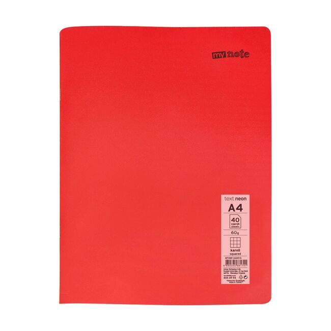 Caiet capsat Mynote, format A4, 40 file offset 60 g/mp, liniatura matematica, coperta PP neon, mix de 8 culori BPTCCI0002119