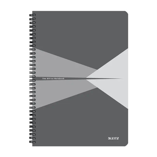 Caiet cu spira A4 Leitz Office, carton laminat FSC, 90f, dictando, gri BPTCSL464885