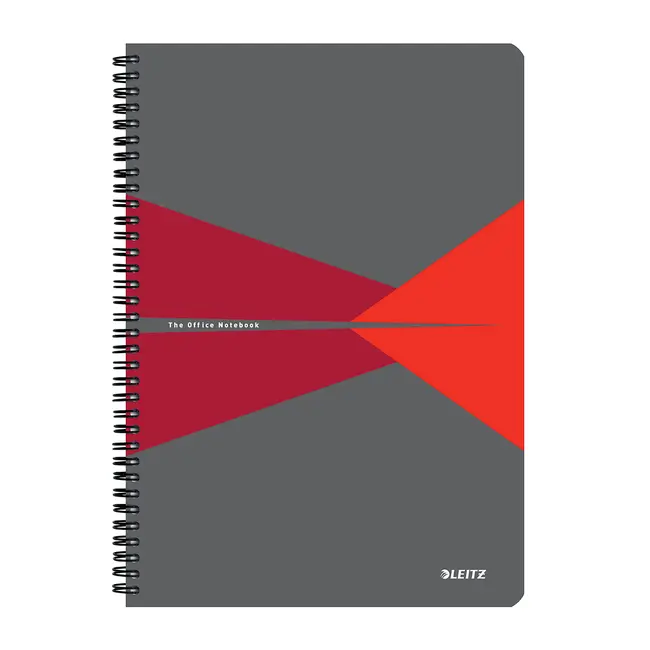 Caiet cu spira A4 Leitz Office, carton laminat FSC, 90f, dictando, rosu BPTCSL464825