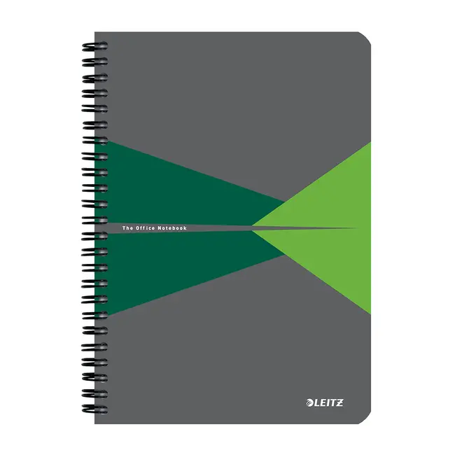 Caiet cu spira A5 Leitz Office, PP reciclabil FSC, 90f, dictando, verde BPTCSL449955
