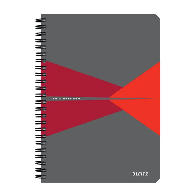 Caiet cu spira A5 Leitz Office, PP reciclabil FSC, 90f, matematica, rosu BPTCSL449825
