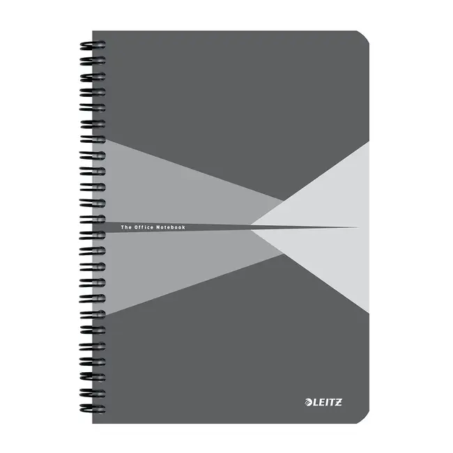 Caiet cu spira A5 Leitz Office, carton laminat FSC, 90f, dictando, gri BPTCSL445985