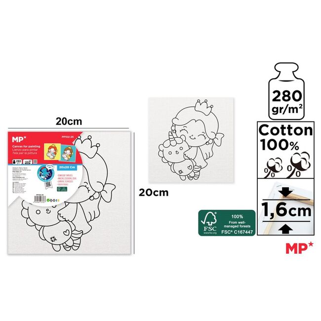 Canvas Main Paper, 20x20 cm, 280gr/mp, tematica unicorn BPTCMR233367